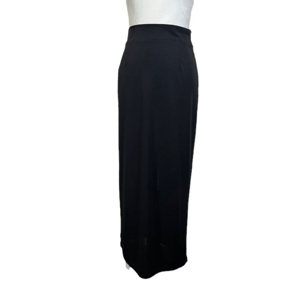 Harlow Vintage Maxi Skirt Black with Slit Side Zip Stretchy Size Small